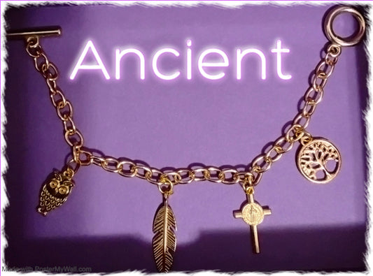 14k Gold-Gold-Filled Chain Link Charm Bracelet with Toggle Clasp  (Ancient)