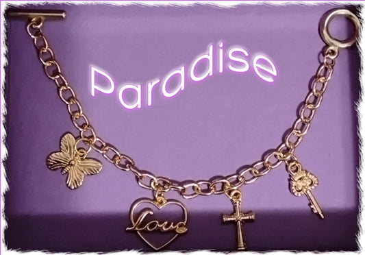 Paradise 14K Gold-Filled Chain Link Charm Bracelet with Toggle Clasp