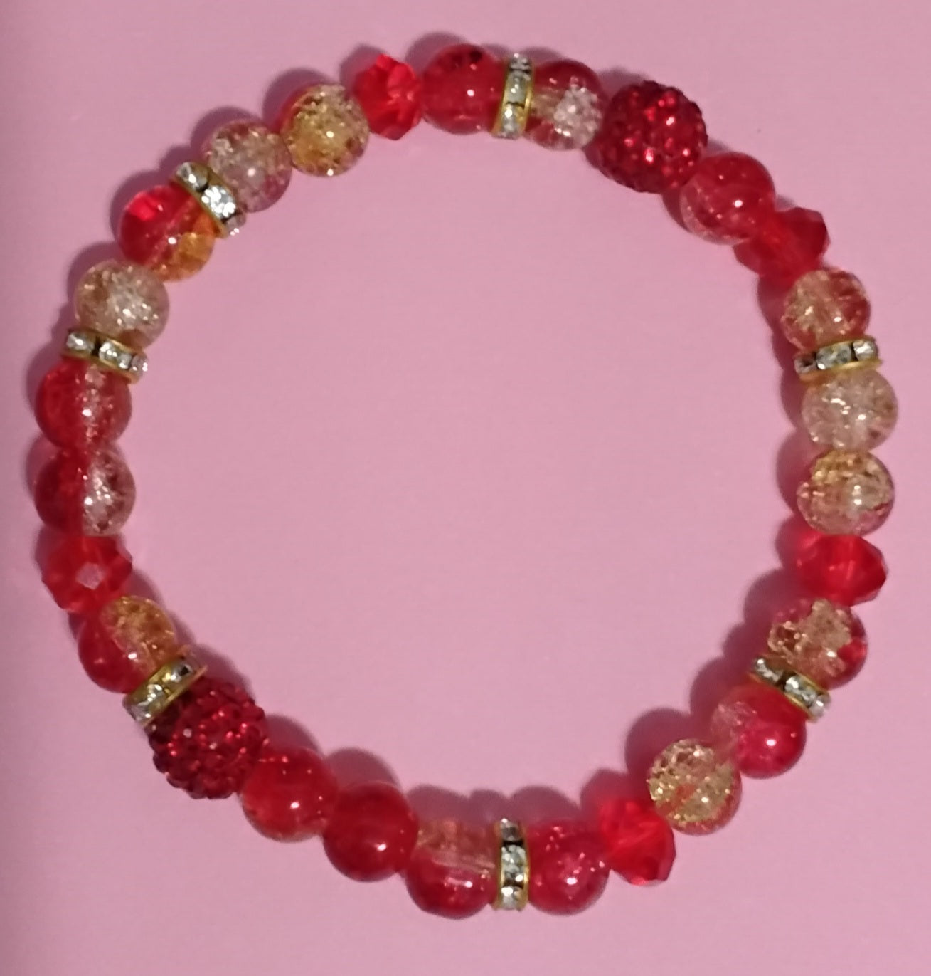 Red Velvet Marble Rhinestone Bling Charm Bracelet & Tear Drop Earring Set Makes a Great Gift for Women/ Fashion/ Birthday/ Everyday Wear